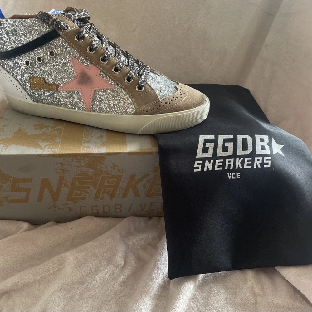 Golden Goose Glitter and Suede Athletic Shoes